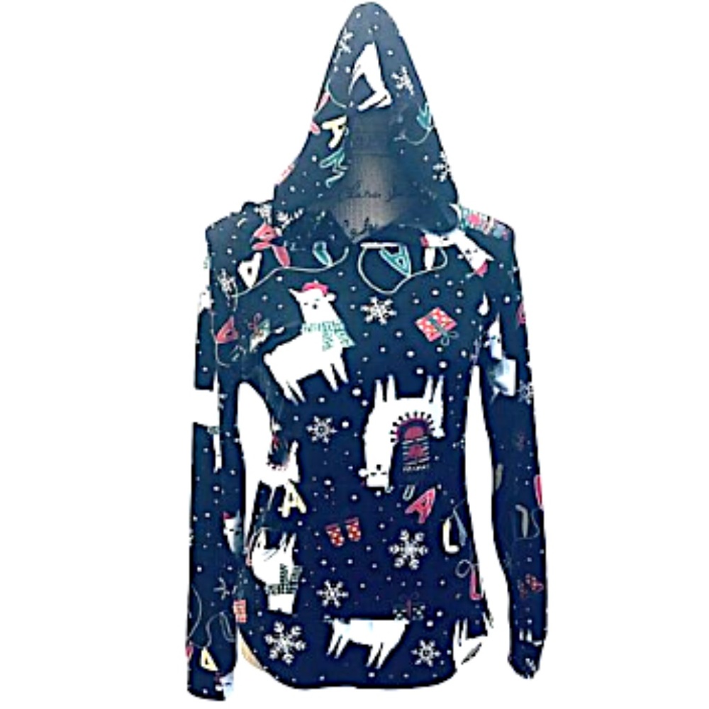 Llama Pajama Top Hoodie Size Small 3-5 Junior Girl Hood Long Sleeve
